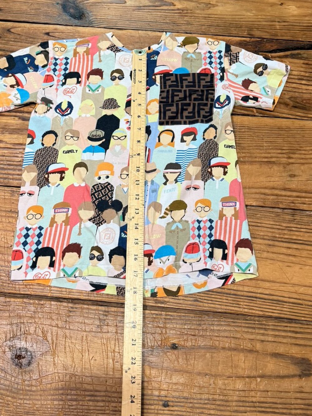 Fendi Kids Shirt Short Sleeve Tee Size 8 A Authentic RARE All-Over-Print AOP - Picture 8 of 14